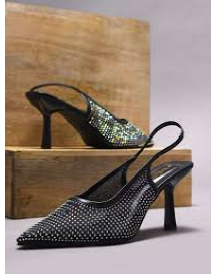 FINDVELL Gold High Heels Butterfly Back Sexy Stiletto Pumps Closed